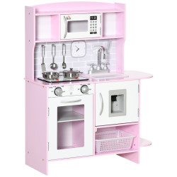 Cozinha infantil para crianças acima de 3 anos cozinha infantil com luzes sons lavatório fogão e forno 70x29x90cm rosa