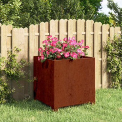 Vaso/floreira com pernas 40x40x40 cm aço corten cor enferrujado