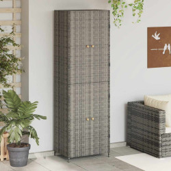 Armário de arrumação p/ jardim 59x40x180 cm vime PE cinza
