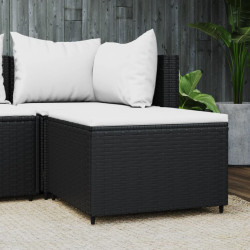 Apoio de pés para jardim com almofadão vime PE preto