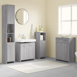 4 Pcs conjunto móveis casa de banho madeira proc. cinza sonoma
