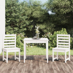 3 Pcs conj. bistrô para jardim madeira de pinho maciça branco