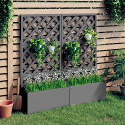 Vasos/floreiras com treliça wpc 2 pcs 65x33x135 cm cinzento