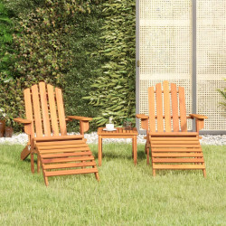 3 Pcs conjunto lounge de jardim adirondack acácia maciça