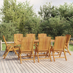 9 Pcs conjunto de jantar para jardim madeira de teca maciça