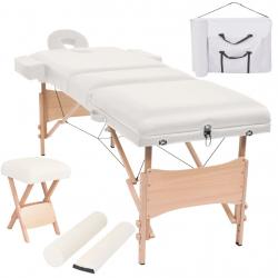 Conj. mesa massagem dobrável 3 zonas + banco 10cm espes. branco - Imagen 1
