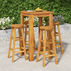 5 Pcs conjunto de bar para jardim madeira de acácia maciça
