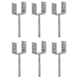 Âncoras de vedação 6 pcs 10x6x30 cm aço galvanizado prateado