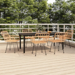 7 Pcs conjunto de jantar para jardim vime PE