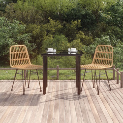 3 Pcs conjunto de jantar para jardim vime PE
