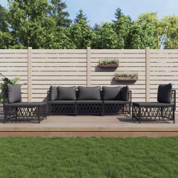 5 Pcs conjunto lounge de jardim com almofadões aço antracite