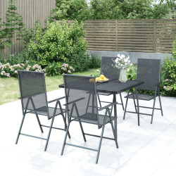 5 Pcs conjunto de jantar para jardim aço antracite