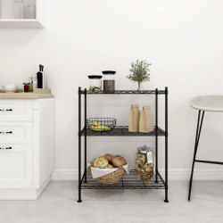 Unidade de 3 prateleiras 60x35x76 cm 150 kg preto