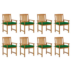 Cadeiras de jardim com almofadões 8 pcs acácia maciça