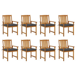 Cadeiras de jardim com almofadões 8 pcs acácia maciça