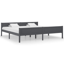Estrutura de cama 200x200 cm madeira de pinho maciça cinzento