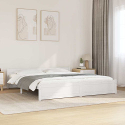 Estrutura de cama super king pinho maciço 180x200 cm branco