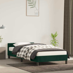 Estrutura de cama sem colchão 90x200 cm veludo verde-escuro