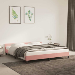 Estrutura cama c/ cabeceira sem colchão 180x200 cm veludo rosa