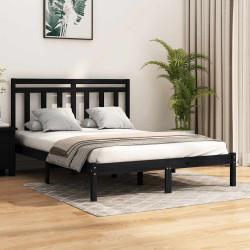 Estrutura de cama 140x190 cm madeira maciça preto