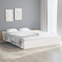 Estrutura de cama super king pinho maciço 180x200 cm branco