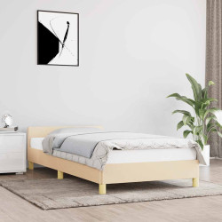 Estrutura cama c/ cabeceira sem colchão tecido 80x200 cm creme