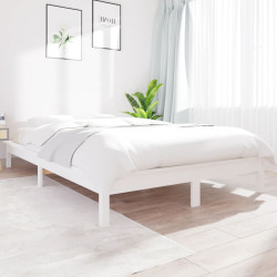 Cama sem colchão 140x190 cm madeira de pinho maciça branco