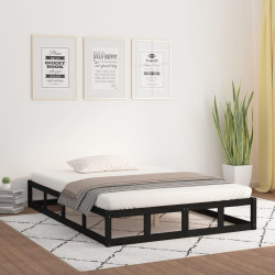 Estrutura cama pequena casal 120x190 cm pinho maciço preto