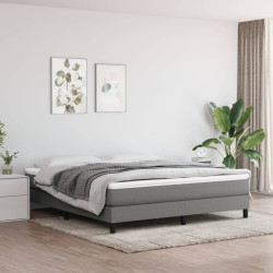 Estrutura de cama com molas 160x200 cm tecido cinzento-escuro