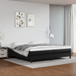Estrutura de cama com molas 200x200 cm couro artificial preto