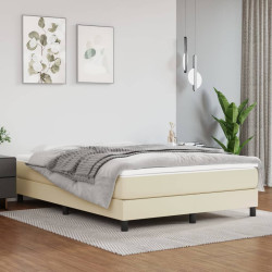 Estrutura de cama com molas 140x190 cm couro artificial cor creme