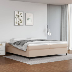 Estrutura de cama com molas 200x200 cm couro artificial cappuccino
