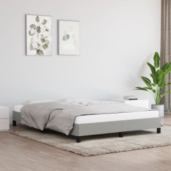Estrutura de cama sem colchão 140x200 cm tecido cinzento-claro