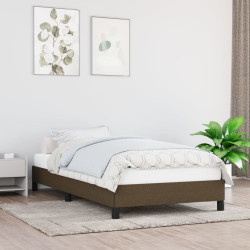 Estrutura de cama sem colchão 100x200 cm tecido castanho-escuro