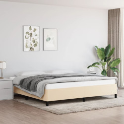 Estrutura de cama sem colchão 200x200 cm tecido cor creme