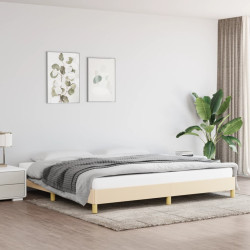 Estrutura de cama sem colchão 200x200 cm tecido cor creme