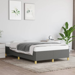 Estrutura de cama sem colchão 120x200 cm tecido cinzento-escuro