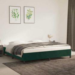 Estrutura de cama sem colchão 200x200 cm veludo verde-escuro