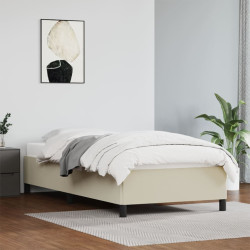 Estrutura de cama 90x190 cm couro artificial cor creme