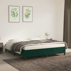 Estrutura de cama sem colchão 180x200 cm veludo verde-escuro