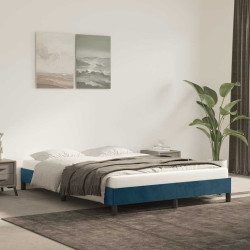 Estrutura de cama sem colchão 140x200 cm veludo azul-escuro
