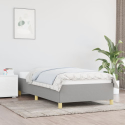 Estrutura de cama sem colchão 90x190 cm tecido cinzento-claro