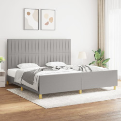 Estrutura de cama sem colchão 200x200 cm tecido cinzento-claro