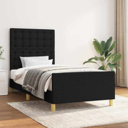 Estrutura de cama sem colchão 100x200 cm tecido preto