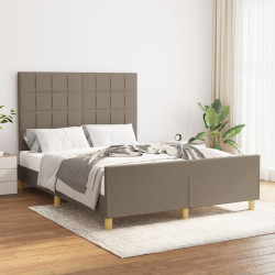 Cama sem colchão 140x200 cm tecido castanho-acinzentado