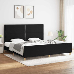 Estrutura de cama sem colchão 200x200 cm tecido preto