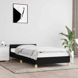 Estrutura cama c/ cabeceira sem colchão tecido 90x200 cm preto