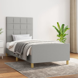 Estrutura de cama sem colchão 80x200 cm tecido cinzento-claro