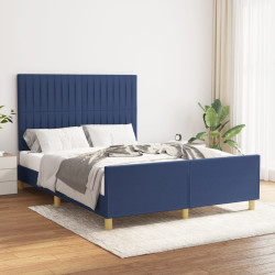 Estrutura de cama sem colchão 140x190 cm tecido azul