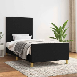 Estrutura de cama sem colchão 90x200 cm tecido preto
